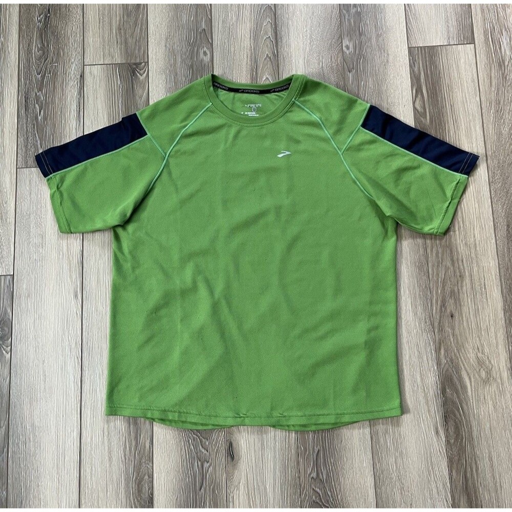 Brooks Men's Green Equilibrium Running Short Sleeve Performance T-Shirt Size S
